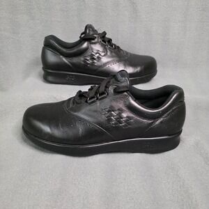 SAS Free Time Walking Shoes Women 9 W Black Leather Lace Up Comfort Sneakers USA